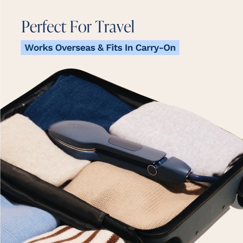 Nori Press White with Blue Travel Case, Handheld Steam Iron - Picture 12 of 13